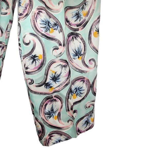 L'eau Vive Pink Paisley Pleated Front Vintage Petal Pusher Pants - Picture 9 of 15